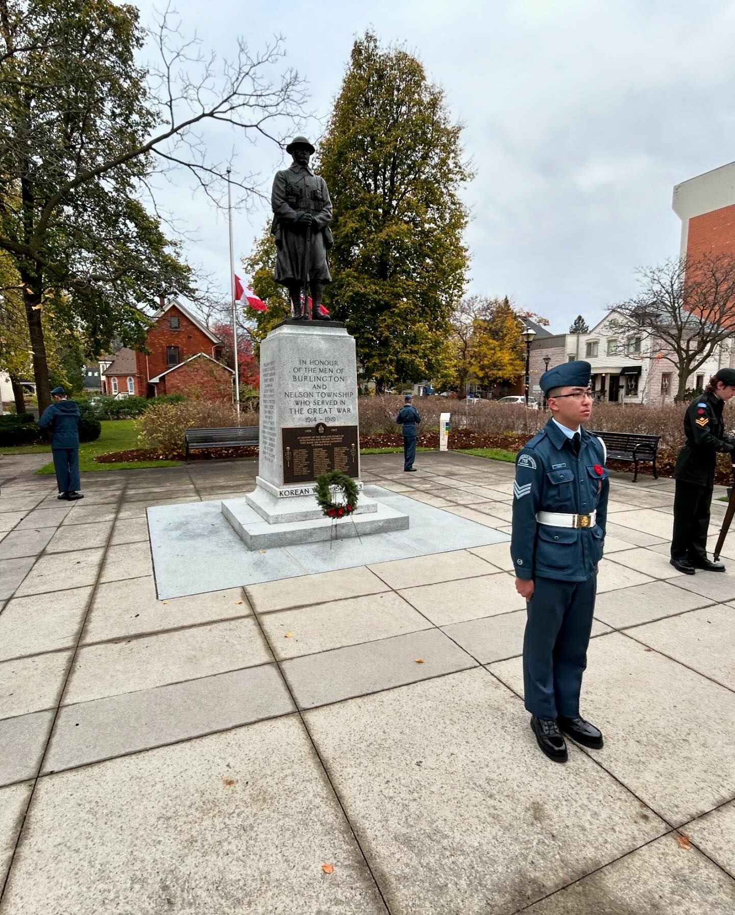 Cadets walking through the event area during the daytime ceremony