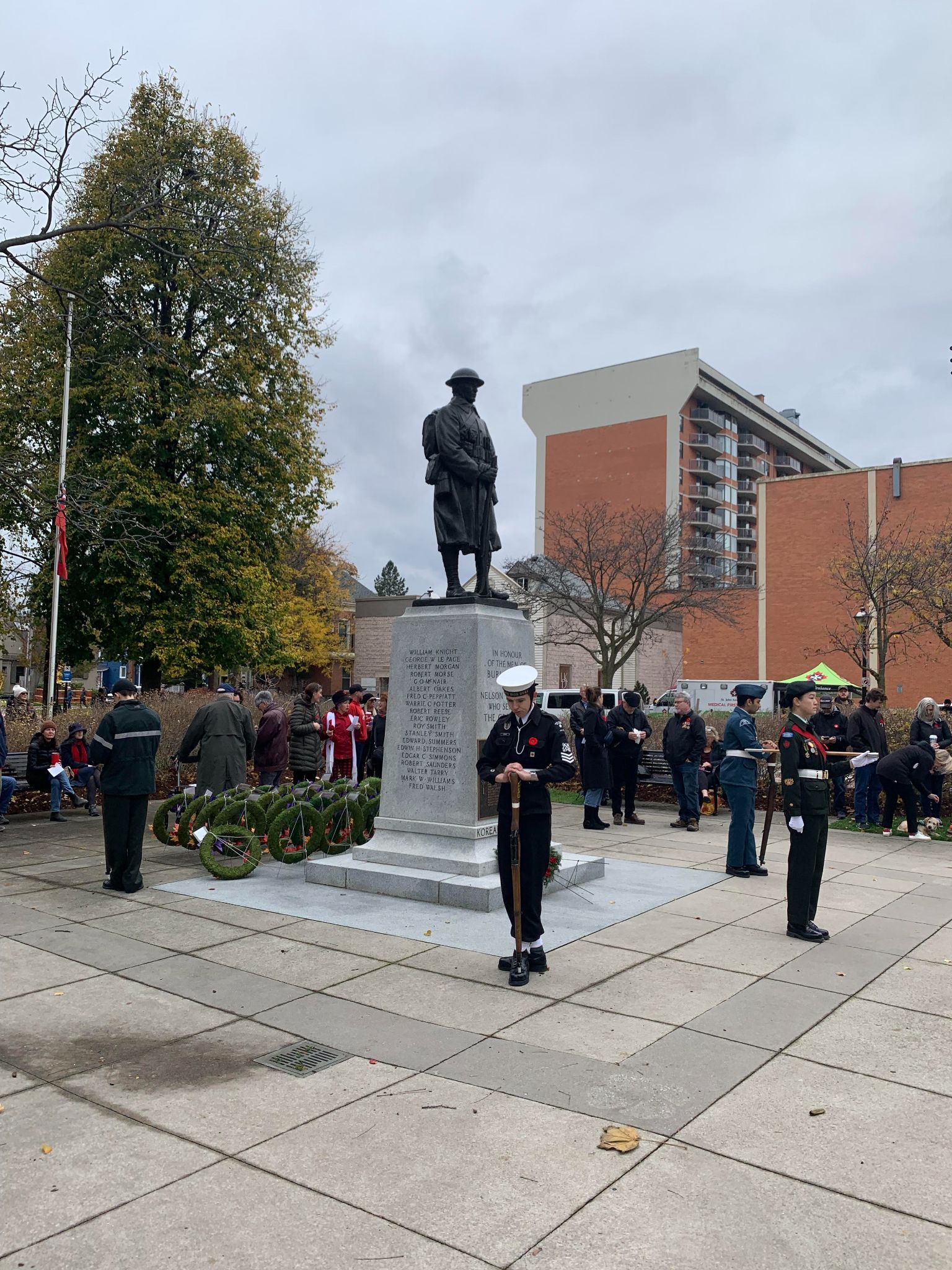 Night-time memorial guard image with cadets in position