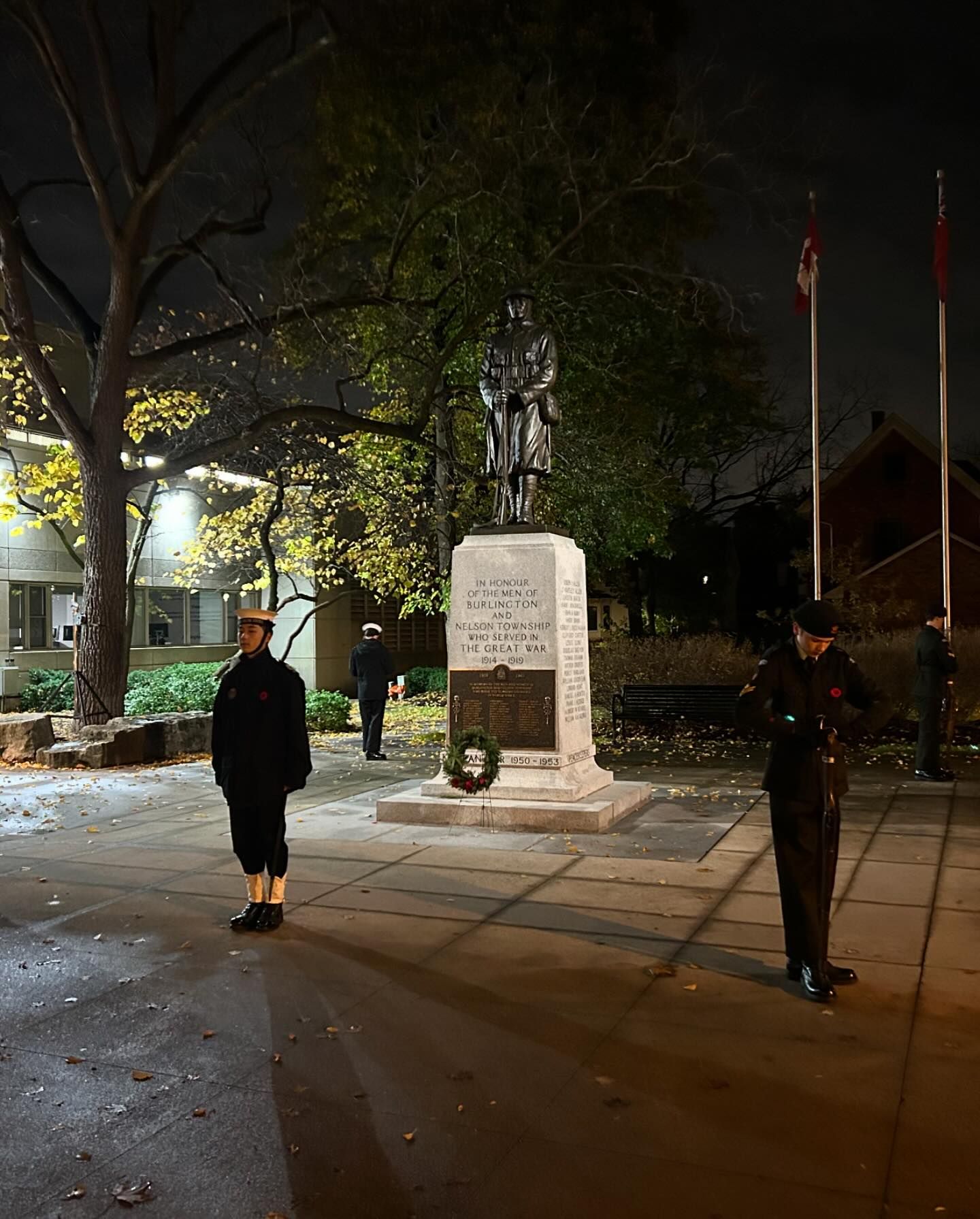 Evening guard image of a cadet with ceremonial rifle